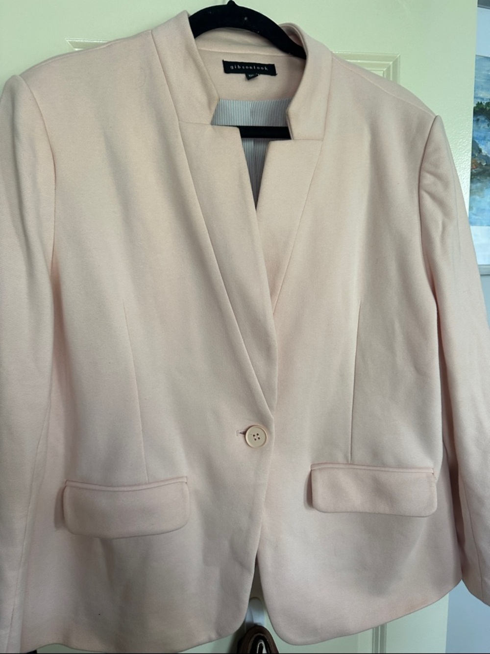 Gibsonlook Light Peach Collarless Single-Button Blazer